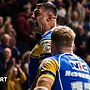 Ryan Hall scoring a try for Super League rugby league team Leeds Rhinos