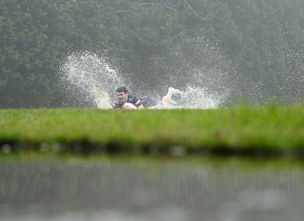 The Blues trained in driving rain on Thursday morning.