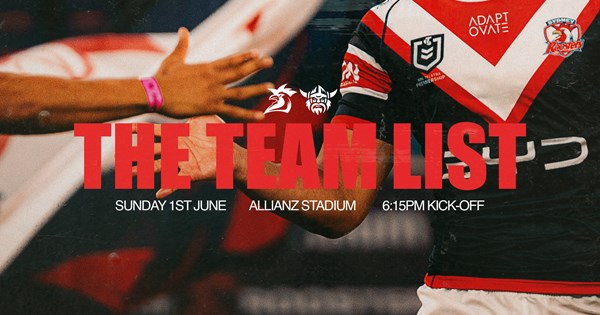 Teamlist | Round 13 NRL Line Up vs Raiders