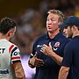 Sandon Smith and Sam Walker with Roosters coach Trent Robinson