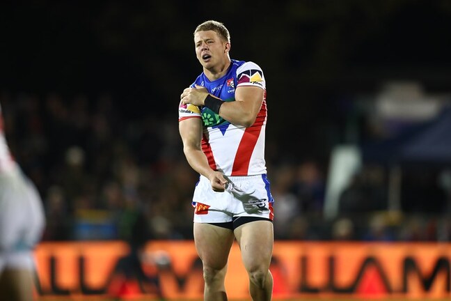 Knights debutant Paul Bryan bravely battled on after dislocating his shoulder.