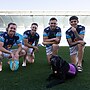 ADA ambassador dog Tonic alongside Tom Weaver, Sam Verrills, Chris Randall and Jayden Campbell.