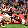 Robert Toia in action for the Roosters.