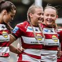 Wigan Warriors' women's team line up against Leeds Rhinos at Headingley