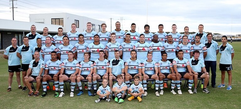 Blayke Brailey (front row, fourth from left) with the premiership-winning 2015 SG Ball squad.