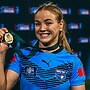 Kasey Reh poses with her Player of the Match Medal after last year's fixture.