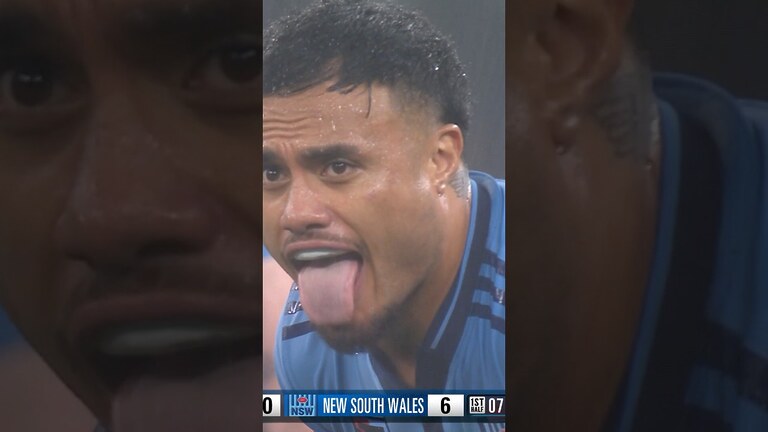 Leniu makes his impact from kick off! #SOO #Origin #NRL #Game2 #Spencer