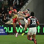 Hamiso Tabuai-Fidow comes down with a kick against the Roosters when the Dolphins met the Roosters in Perth last year.