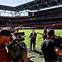 Dolphins CEO Terry Reader addresses media ahead of the game against the Rabbitohs.