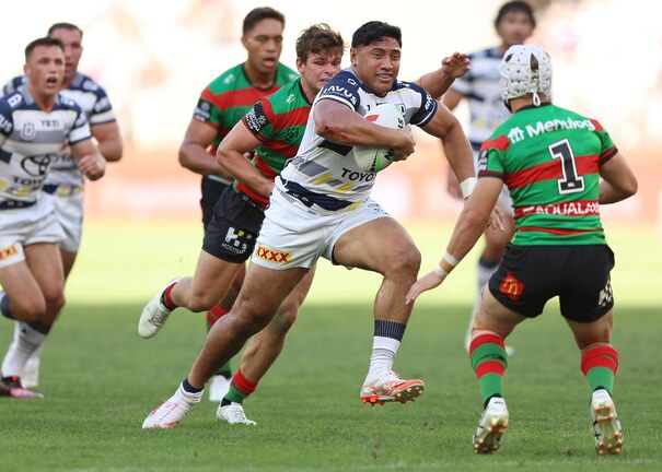 Taumalolo's sideline dance: calf can't keep up