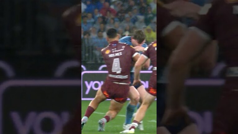 Val Holmes with huge contact #SOO #Origin #NRL #Game2