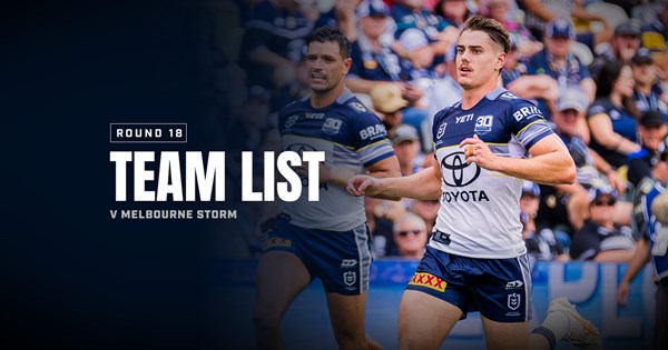Cowboys NRL team list: Round 18 v Storm