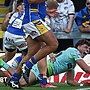 Owen Dagnall touching the ball on the try line