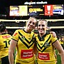 Kezie Apps and Ali Brigginshaw representing the Jillaroos.
