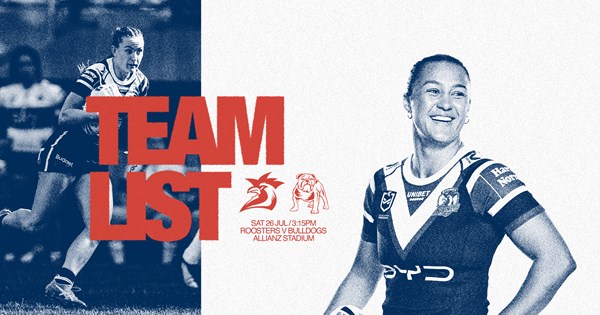 Team Lists | NRLW Round 4 Line Up vs Bulldogs