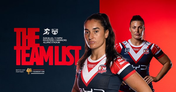 Team Lists | NRLW Round 1 Line Up vs Warriors