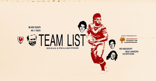 Teamlist | Round 18 NRL Line Up vs Tigers