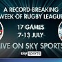 Watch the action from 17 live rugby league matches this week starting on Wednesday with the State of Origin right through until Sunday coming from the Super League and NRL from both the men's and women's live only on Sky Sports.