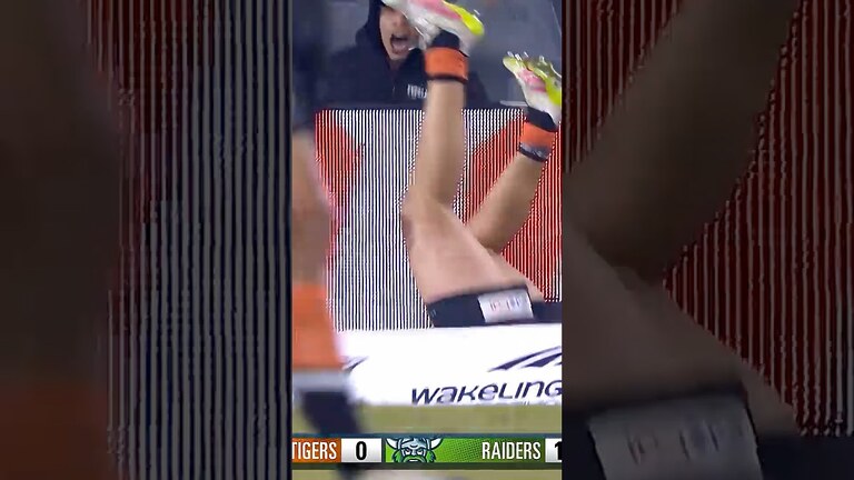 Terell takes a tumble #NRL #BigHit #TerrellMay #WestsTigers