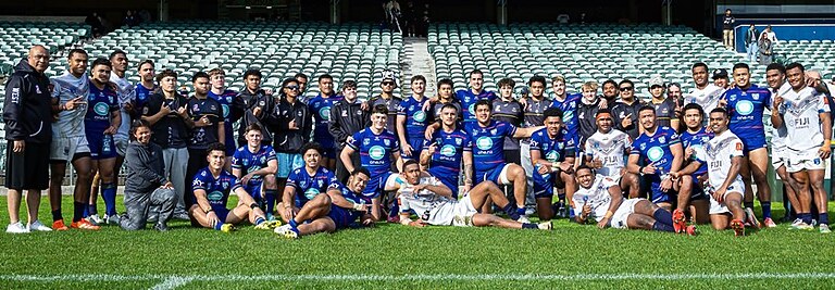 A league of nations: One New Zealand Warriors, Kaiviti Silktails and touring United States under-18 team at North Harbour Stadium.