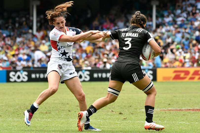 USA Olympic medallist Kayla Canett (left) has moved to Australia to pursue her NRLW ambitions.