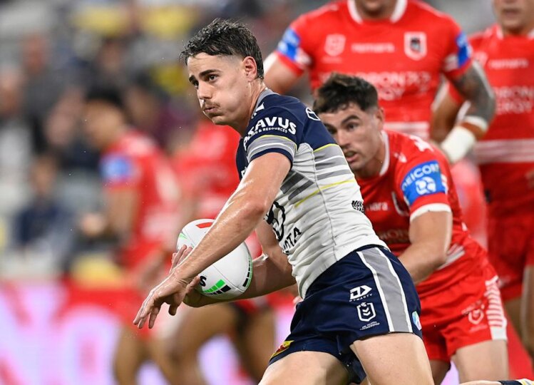 Seen here, Cowboys playmaker Tom Duffy during an NRL game against the Dragons in July.
