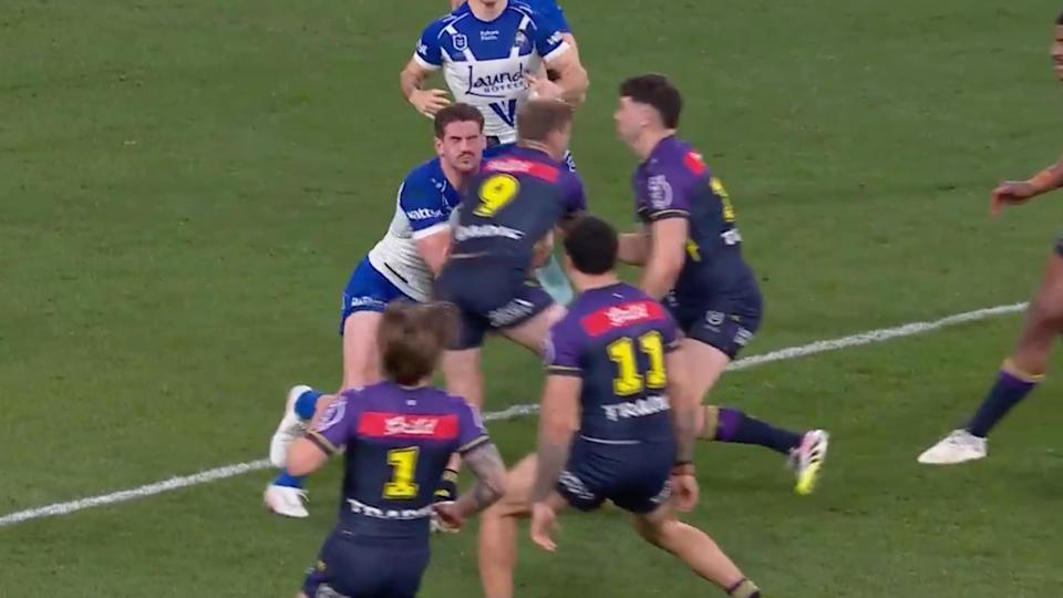 Harry Grant copped a two-game ban for this high-contact. (Image: Channel Nine)