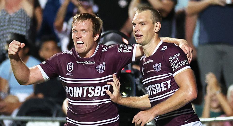 The form of Manly stars Jake and Tom Trbojevic has come into question during an underwhelming season in 2025. Pic: Getty