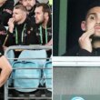 The rested Penrith Panthers stars watch on from the stands.