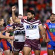 Sipley celebrates after scoring a try in Round 14 against the Knights