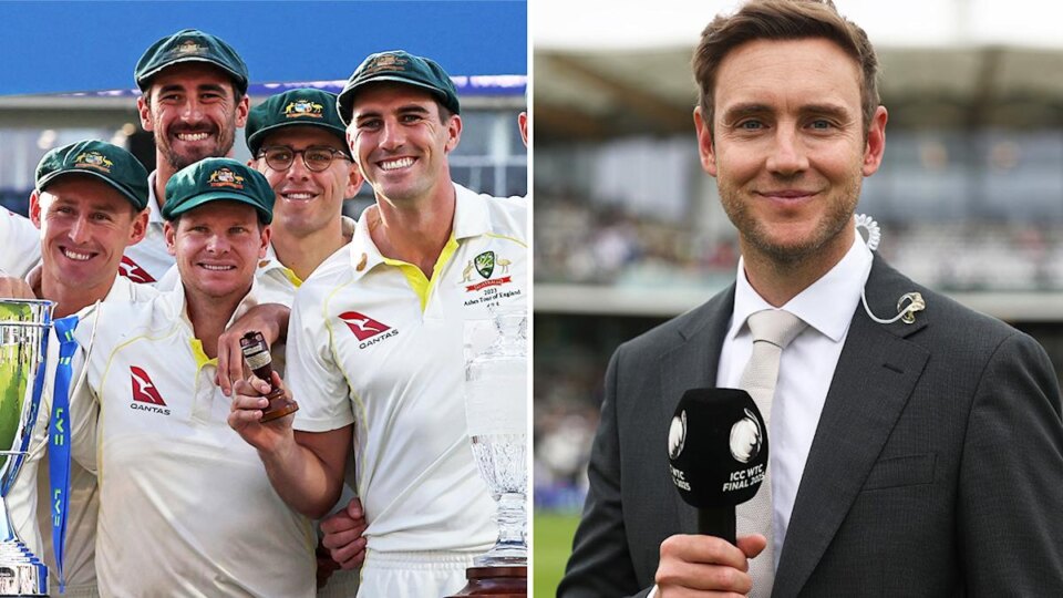 Stuart Broad's cheeky 'cheat' response after Channel 7 gig as Ashes rival set for hostile welcome