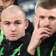 Dylan Edwards and Luke Garner, pictured here watching the Panthers and Bulldogs game from the stands.