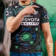 Joe Tapine is passionate about Indigenous Round and the chance to honour wife Kirsten and daughter Ilua, whose name is written on his wrist tape.