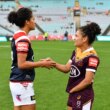 Zehara Temara and sister Chante during the 2020 NRLW season after a Roosters-Broncos clash.
