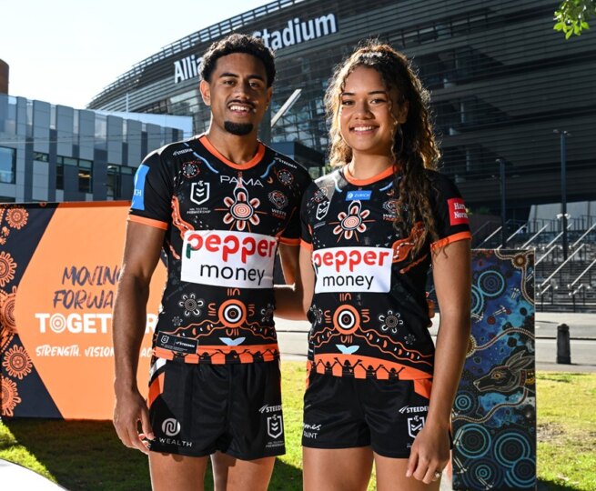 Wests Tigers  husband and wife Jahream and Aaliyah Bula are celebrating Indigenous Round together.