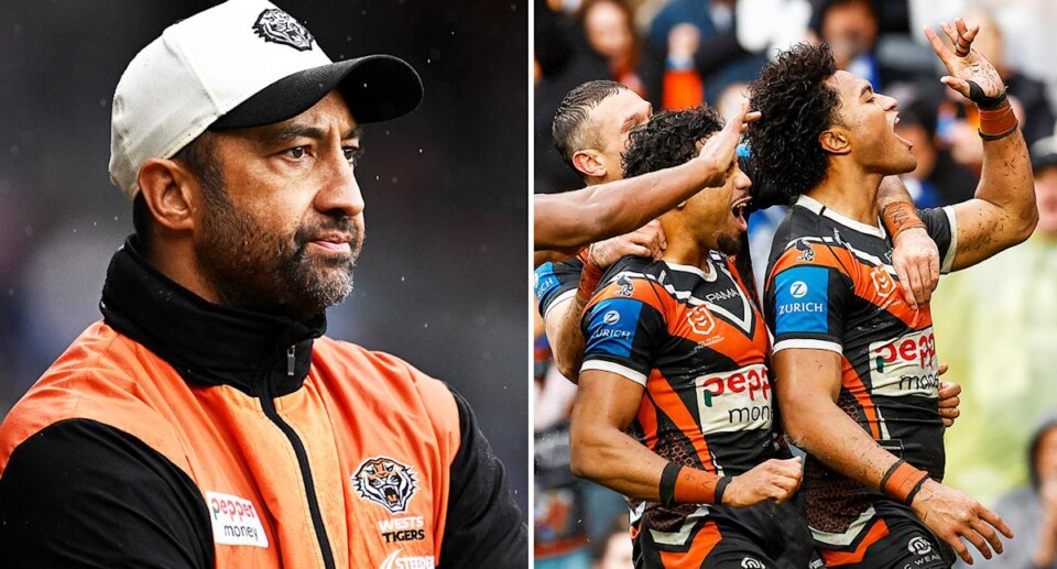 Wests Tigers sponsor detail singled out as players face NRL action over 'offensive' gesture