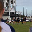Cowboys women practice on their training paddock outdoors.