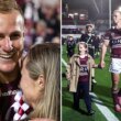 Seen here, Daly Cherry-Evans joined on the field by his family after his Manly farewell game.