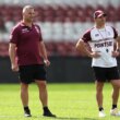 Pictured right to left, Manly assistant Michael Ennis and coach Anthony Seibold.