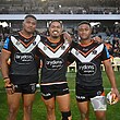 Samuela and Sione Latu, pictured with brother Latu, are set to play for Fiji at the Pacific Championships.