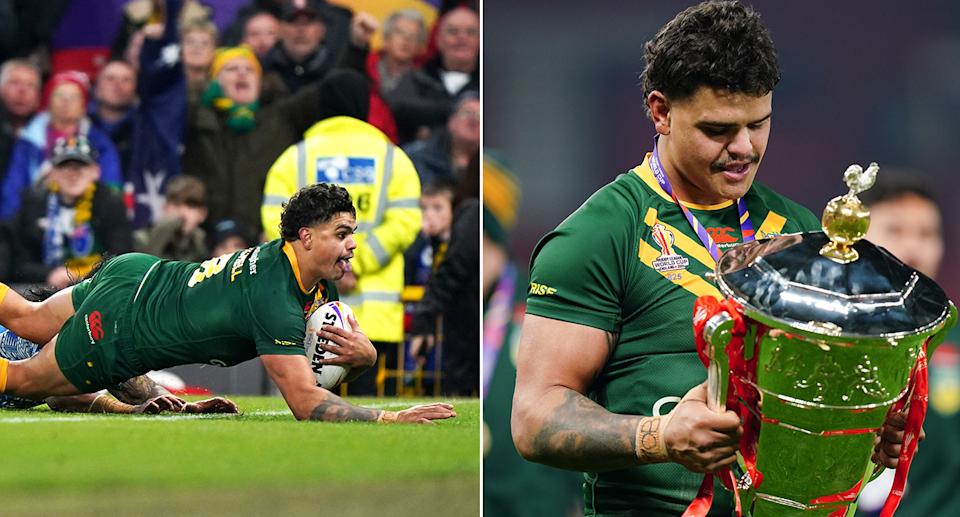 Latrell Mitchell starred for the Kangaroos during their victorious Rugby League World Cup campaign in 2022. Pic: AAP