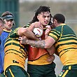 Tino Fa’asuamaleaui at Kangaroos training during the World Cup in 2022.