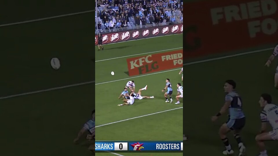 Trindall with some nerves of steel to hold the ball and create a try for Cronulla! #nrl