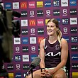 Shenae Ciesiolka speaks to media in the lead up to the 2025 grand final.