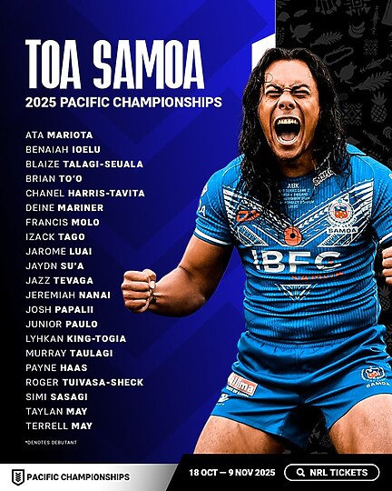 Blend of experience and youth in Toa Samoa squad