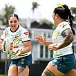 Rima Butler and Sarah Togatuki in Jillaroos training.