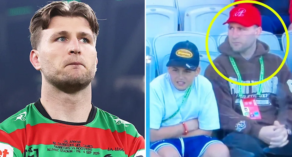 Jai Arrow at WIN Stadium to support former teammate Damien Cook.