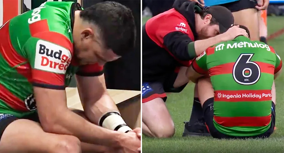 Cody Walker, pictured here shattered after injuring his calf.