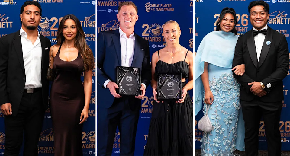 Brian To'o and niece Freedom Crichton Ropati at the Parramatta Eels awards night.