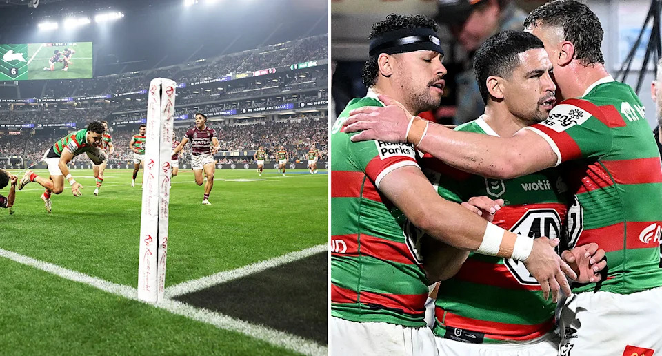 Jacob Gagai in action for Souths in the NRL in 2024.